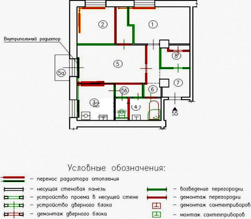 Обозначение газовой плиты на плане бти