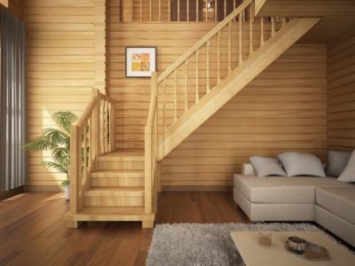Деревянная лестница в стиле кантри