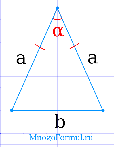 Рассчитать треугольник. Площа рівнобедреного трикутника. Площадь равнобедренного треугольника формула 1/2a².